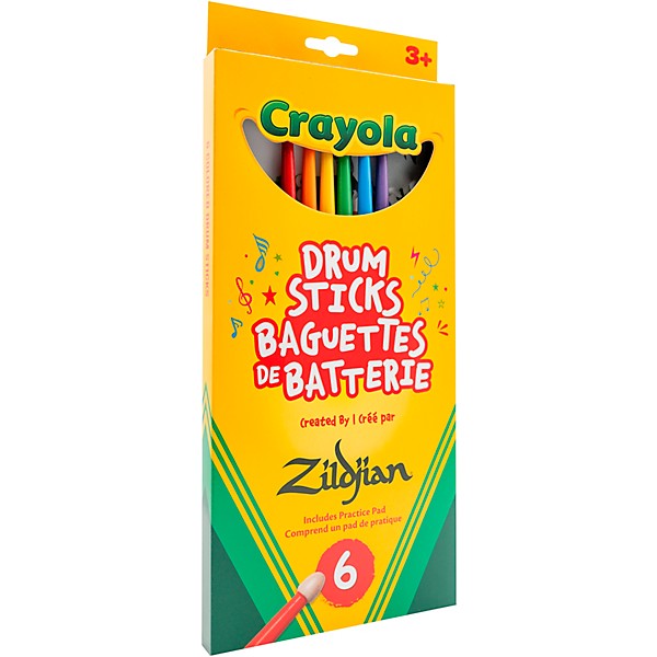 Zildjian x Crayola Pack, 6 Kids Drum Sticks & Practice Pad