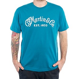 Martin Logo T-Shirt (White Script) Ocean Blue Medium