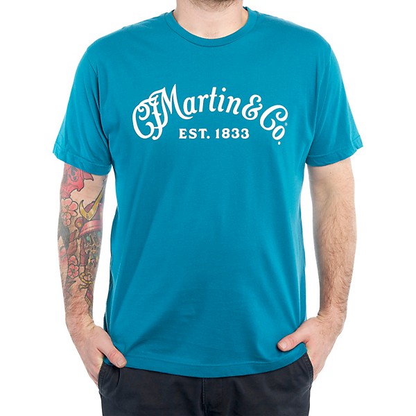 Martin Logo T-Shirt (White Script) Ocean Blue Medium