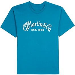 Martin Logo T-Shirt (White Script) Ocean Blue X Large