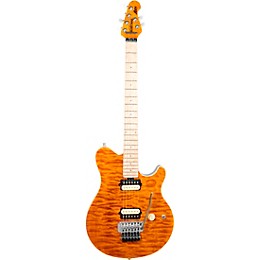 Ernie Ball Music Man Axis Premium One Piece Quilt Top Electric Guitar Translucent Gold