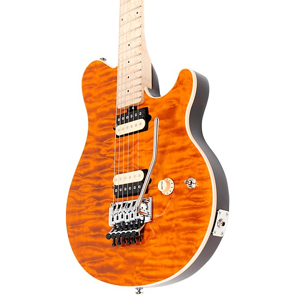 Ernie Ball Music Man Axis Premium One Piece Quilt Top Electric Guitar Translucent Gold