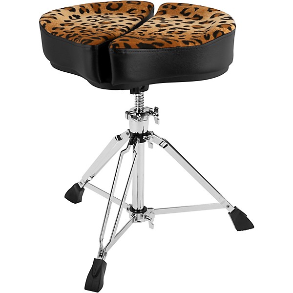 Ahead Spinal-G 3-Leg Drum Throne with Leopard Print Cloth Top and Black Sides 18 in.