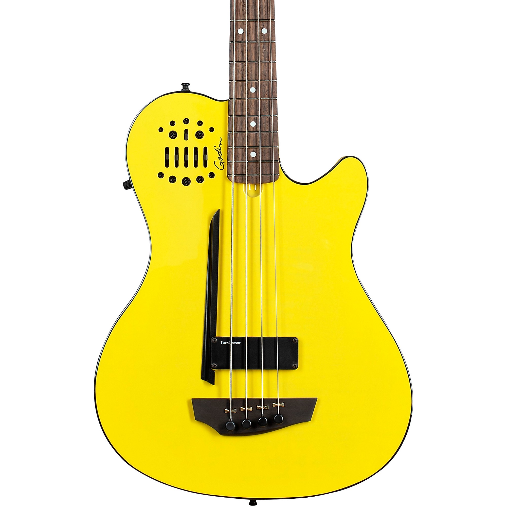Platinum Godin A4 Ultra Yellow Flame Robert Trujillo Signature