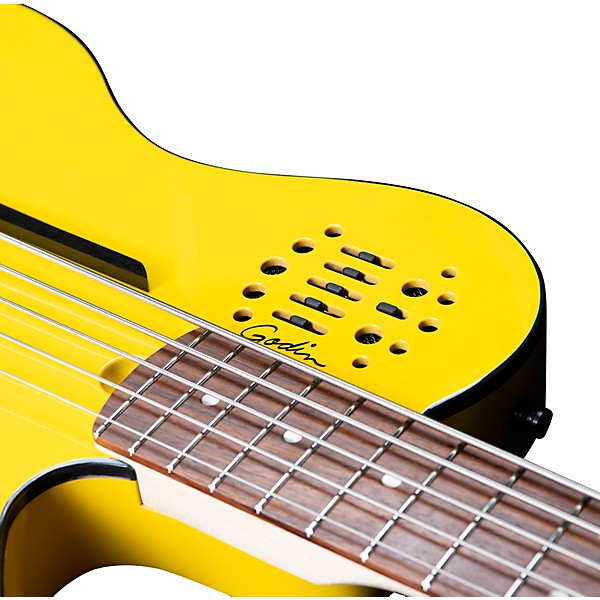 Godin A5 Ultra Yellow Flame Robert Trujillo Signature Limited-Edition 5-String Acoustic-Electric Bass Guitar M72 Yellow