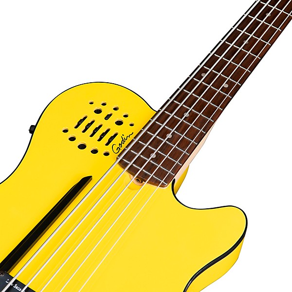 Godin A5 Ultra Yellow Flame Robert Trujillo Signature Limited-Edition 5-String Acoustic-Electric Bass Guitar M72 Yellow