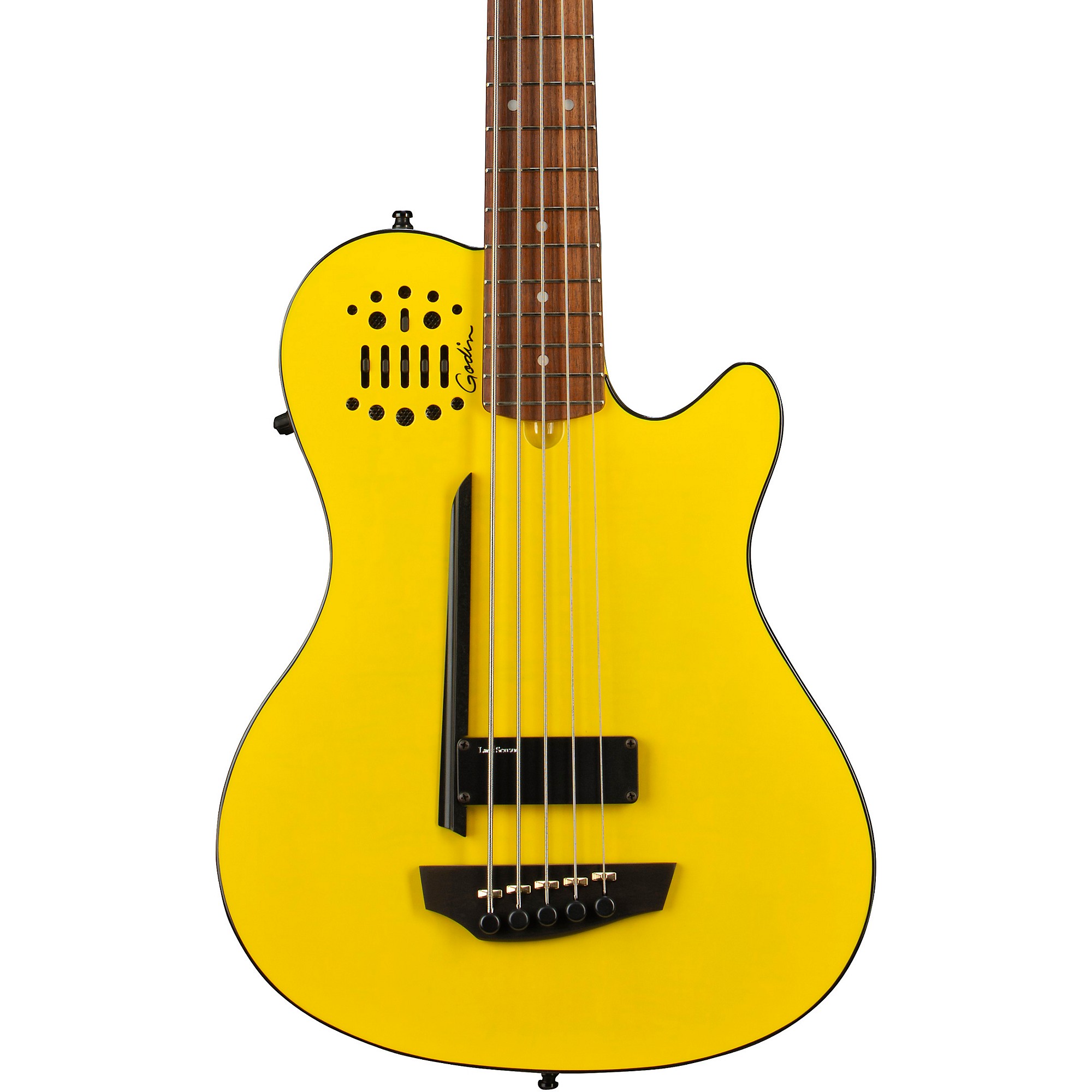 Platinum Godin A5 Ultra Yellow Flame Robert Trujillo Signature