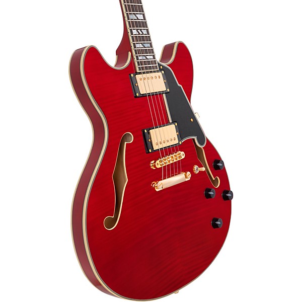 D'Angelico Excel DC Semi-Hollow Electric Guitar Trans Cherry