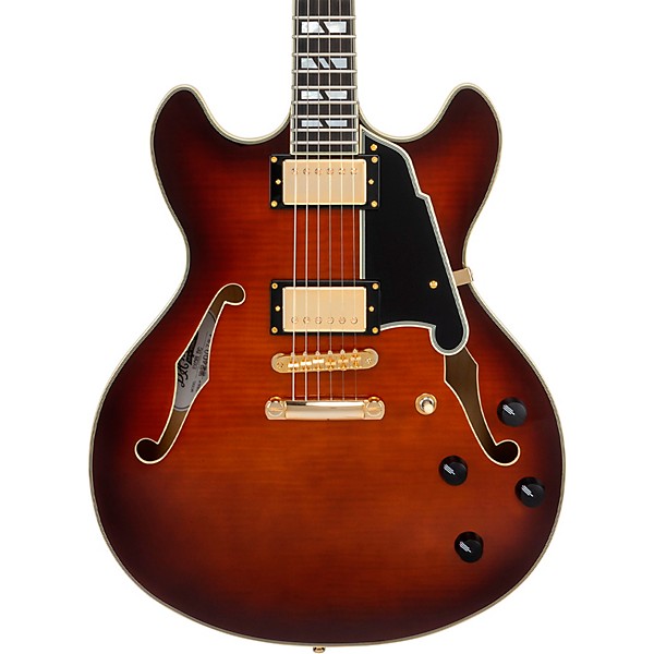 D'Angelico Excel DC Semi-Hollow Electric Guitar Amaretto Burst