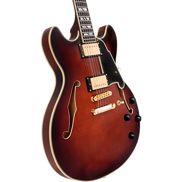 D'Angelico Excel DC Semi-Hollow Electric Guitar Amaretto Burst