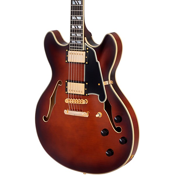 D'Angelico Excel DC Semi-Hollow Electric Guitar Amaretto Burst