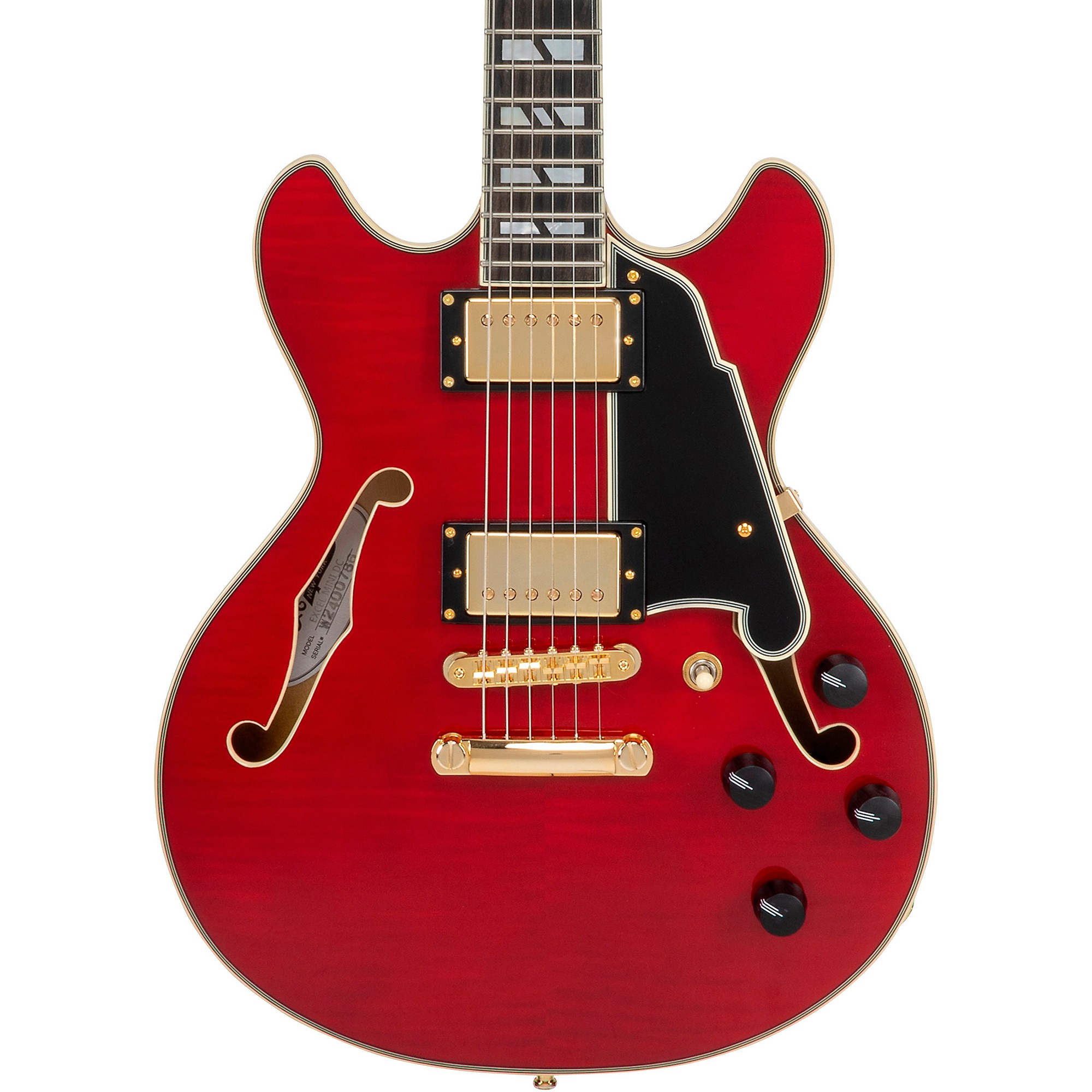 D'Angelico Excel Mini DC Semi-Hollow Electric Guitar Trans Cherry