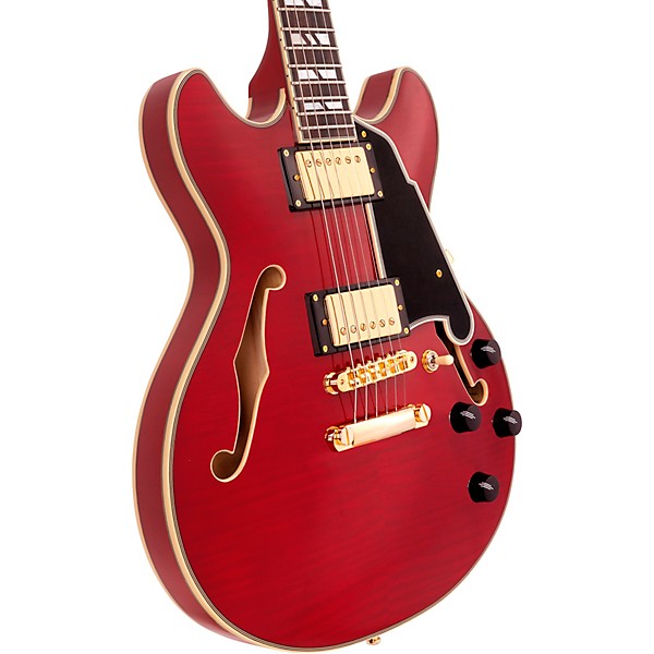 D'Angelico Excel Mini DC Semi-Hollow Electric Guitar Trans Cherry
