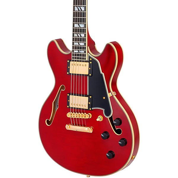 D'Angelico Excel Mini DC Semi-Hollow Electric Guitar Trans Cherry