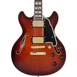 D'Angelico Excel Mini DC Semi-Hollow Electric Guitar Amaretto Burst