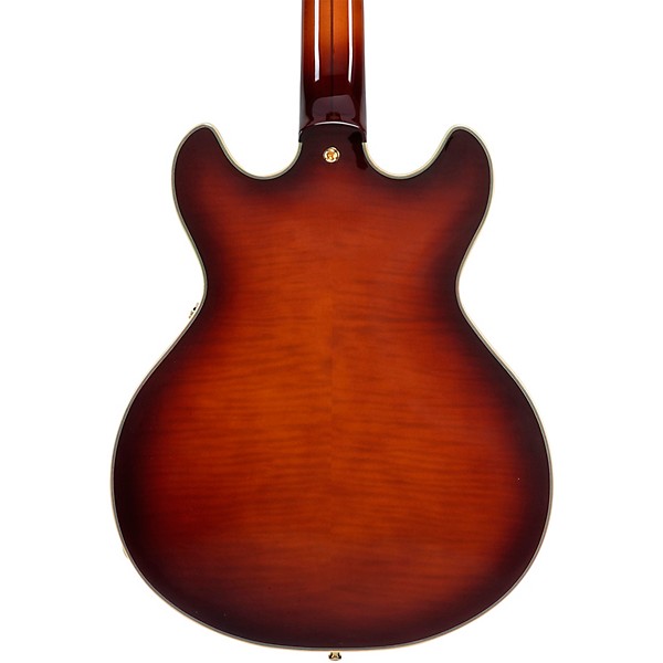 D'Angelico Excel Mini DC Semi-Hollow Electric Guitar Amaretto Burst