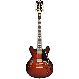 D'Angelico Excel Mini DC Semi-Hollow Electric Guitar Amaretto Burst