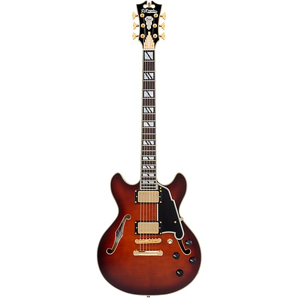 D'Angelico Excel Mini DC Semi-Hollow Electric Guitar Amaretto Burst