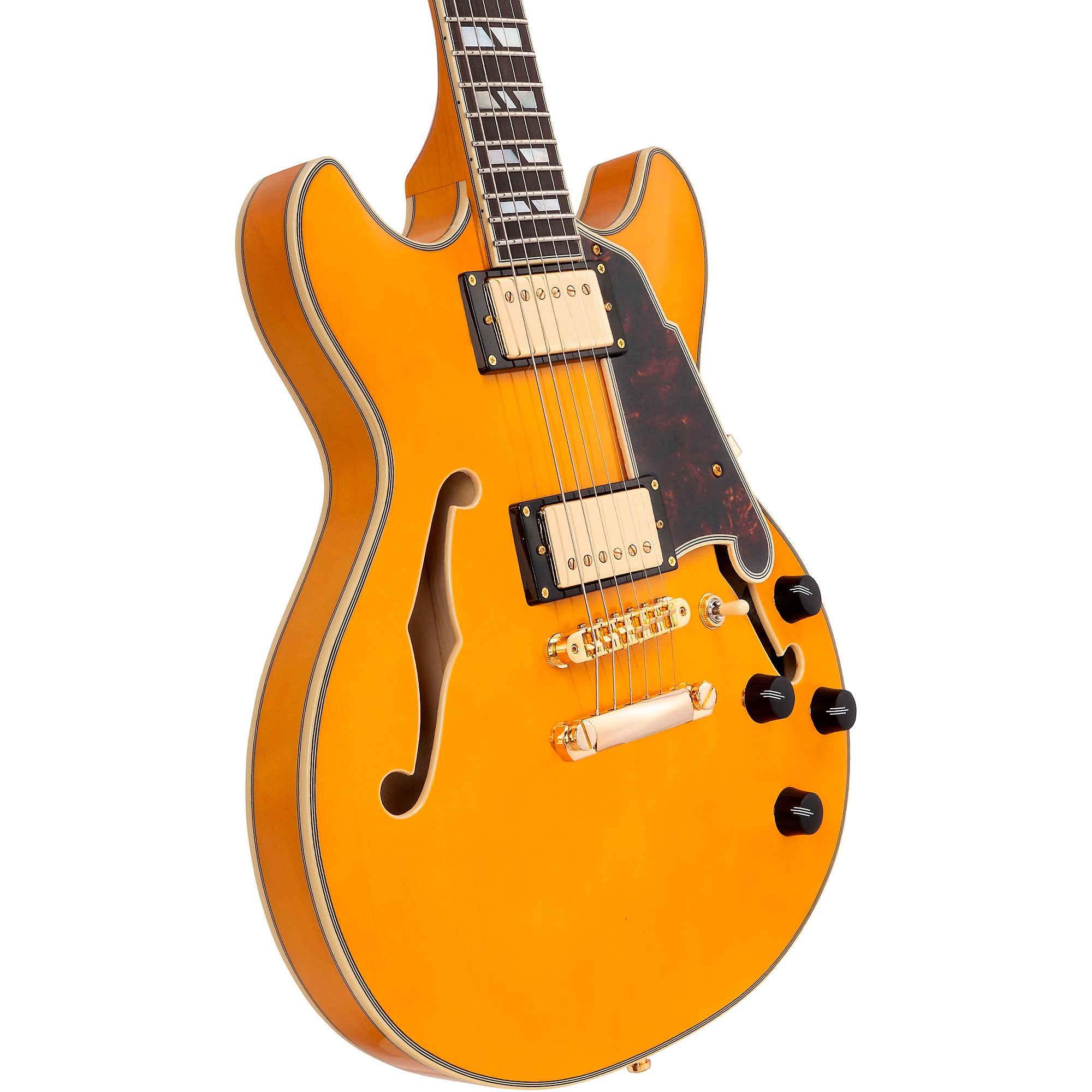 D'Angelico Excel Mini DC Semi-Hollow Electric Guitar Amber