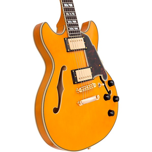 D'Angelico Excel Mini DC Semi-Hollow Electric Guitar Amber