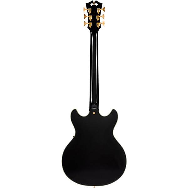 D'Angelico Excel Mini DC Semi-Hollow Electric Guitar Solid Black