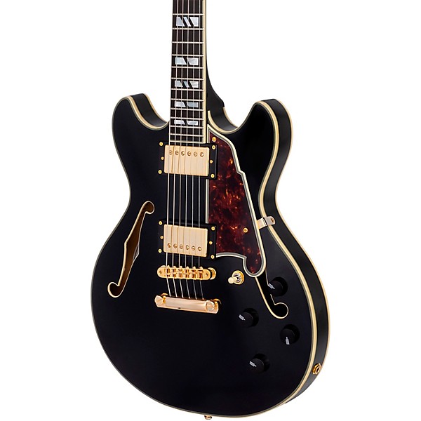 D'Angelico Excel Mini DC Semi-Hollow Electric Guitar Solid Black