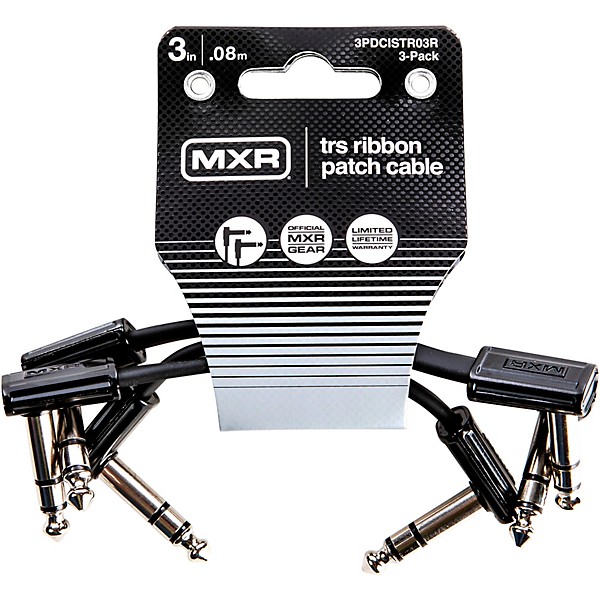 MXR TRS Ribbon Patch Cable - 3 Pack 3 in. Black