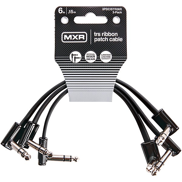 MXR TRS Ribbon Patch Cable - 3 Pack 6 in. Black