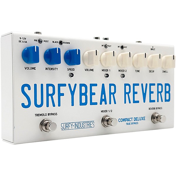 Surfy Industries SurfyBear Compact Deluxe Reverb Pedal - White