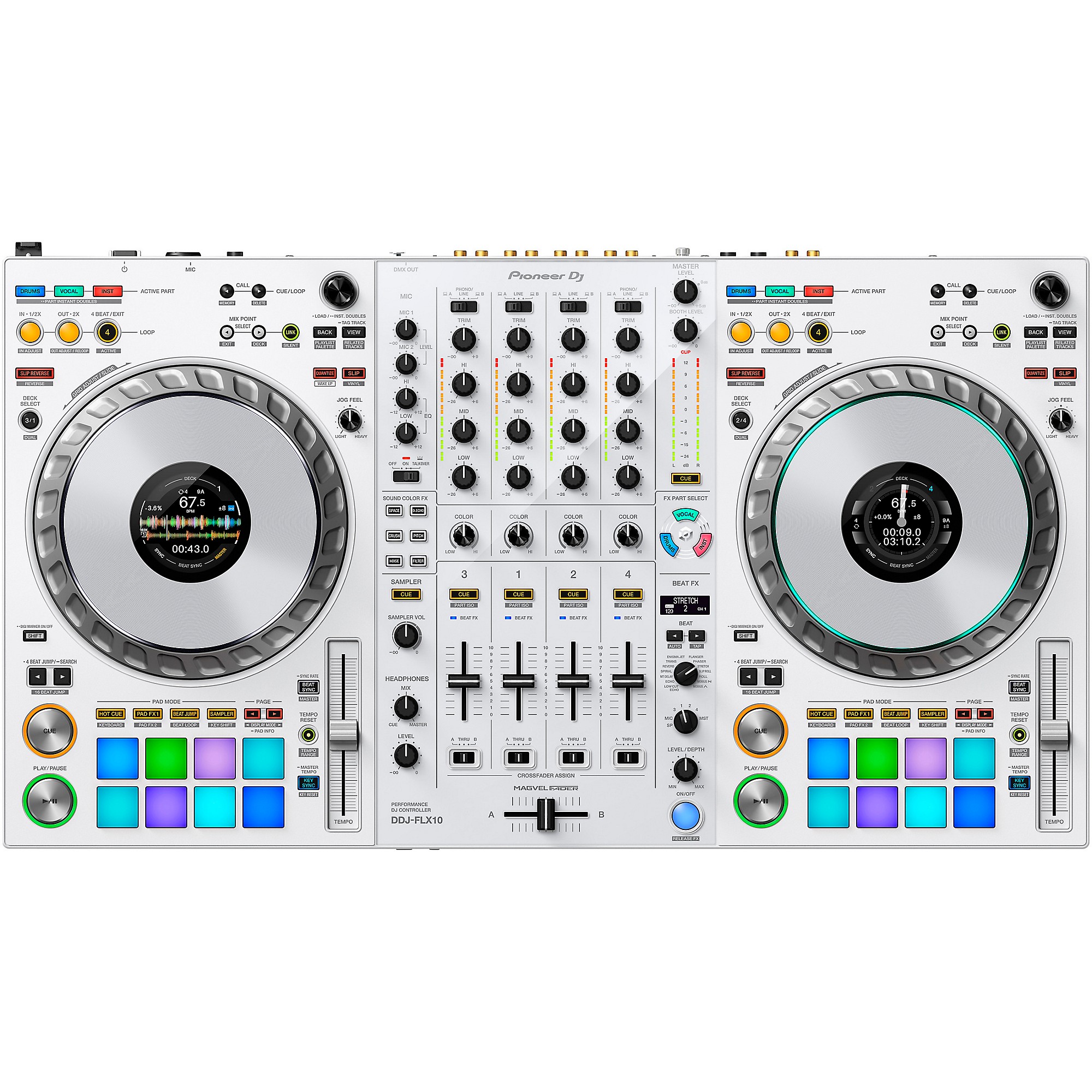 Pioneer DJ DDJ-FLX10-W 4-Channel Performance DJ Controller for