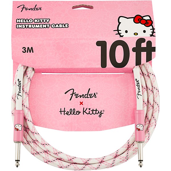 Fender x Hello Kitty Straight to Straight Woven Instrument Cable 10 ft. Pink