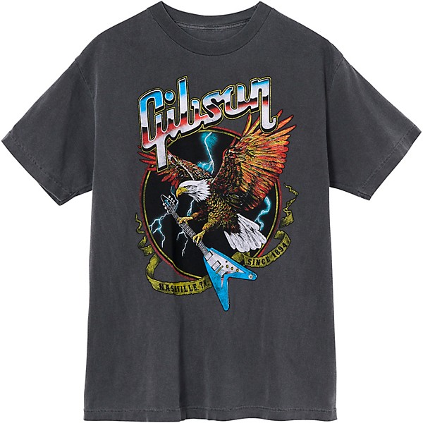 Gibson Eagle Tee T- Shirt Medium Gray