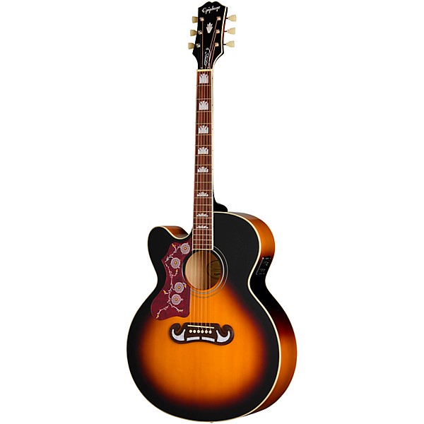 Epiphone J-200 Studio EC Left-Handed Acoustic-Electric Guitar - Vintage Sunburst