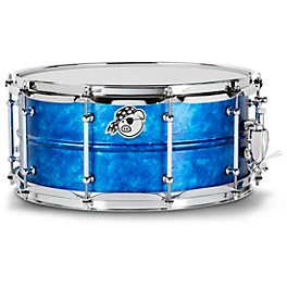 Pork Pie Seamless Aluminum Snare Drum - Blue Ice Alcohol Ink, 14 x 6.5 in.
