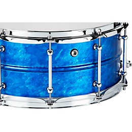 Pork Pie Seamless Aluminum Snare Drum - Blue Ice Alcohol Ink, 14 x 6.5 in.