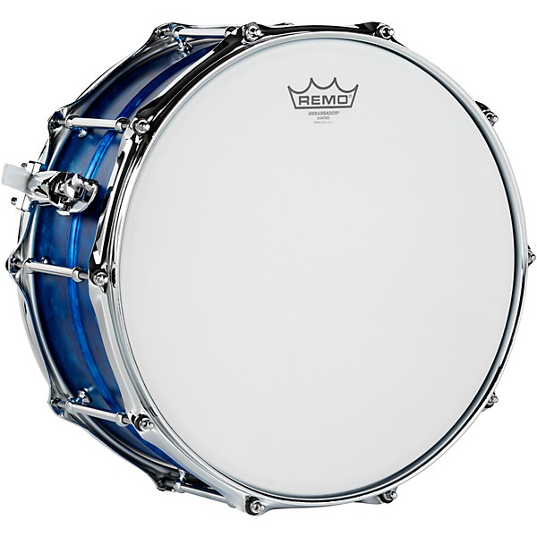 Pork Pie Seamless Aluminum Snare Drum - Blue Ice Alcohol Ink, 14 x 6.5 in.