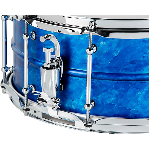 Pork Pie Seamless Aluminum Snare Drum - Blue Ice Alcohol Ink, 14 x 6.5 in.