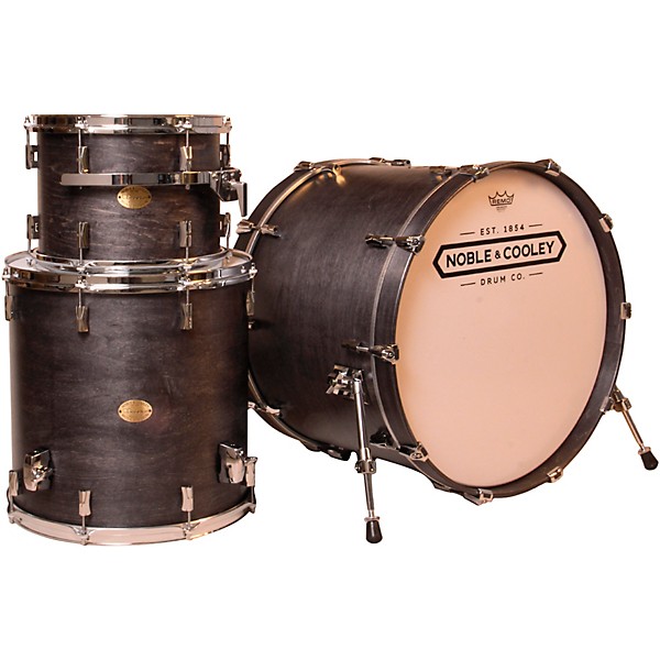 Noble & Cooley CD Maple 3-Piece Shell Pack With 22" Bass Drum Blackwash Satin Lacquer
