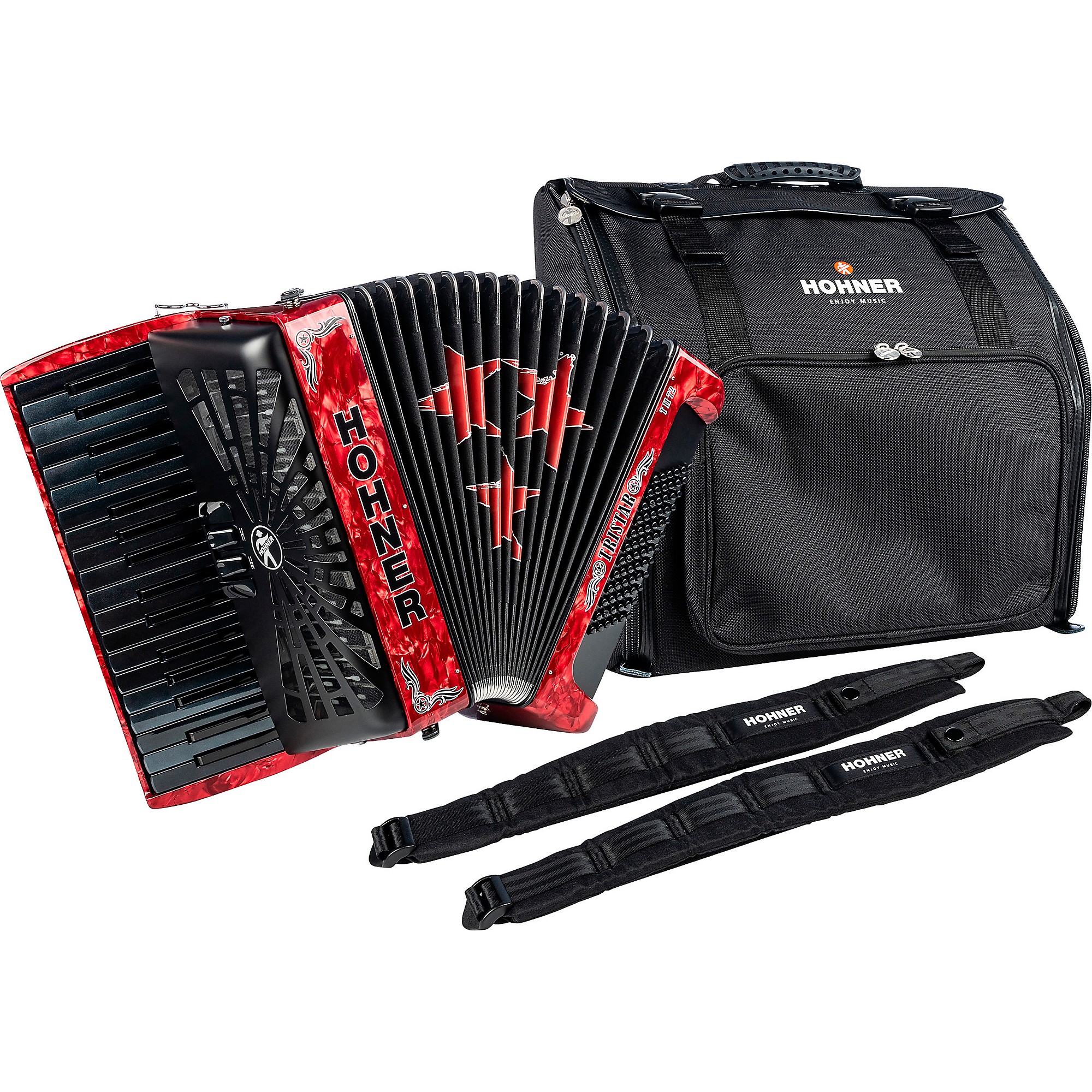 Hohner TRI-STAR II 72 Accordion Pearl Red | Guitar Center