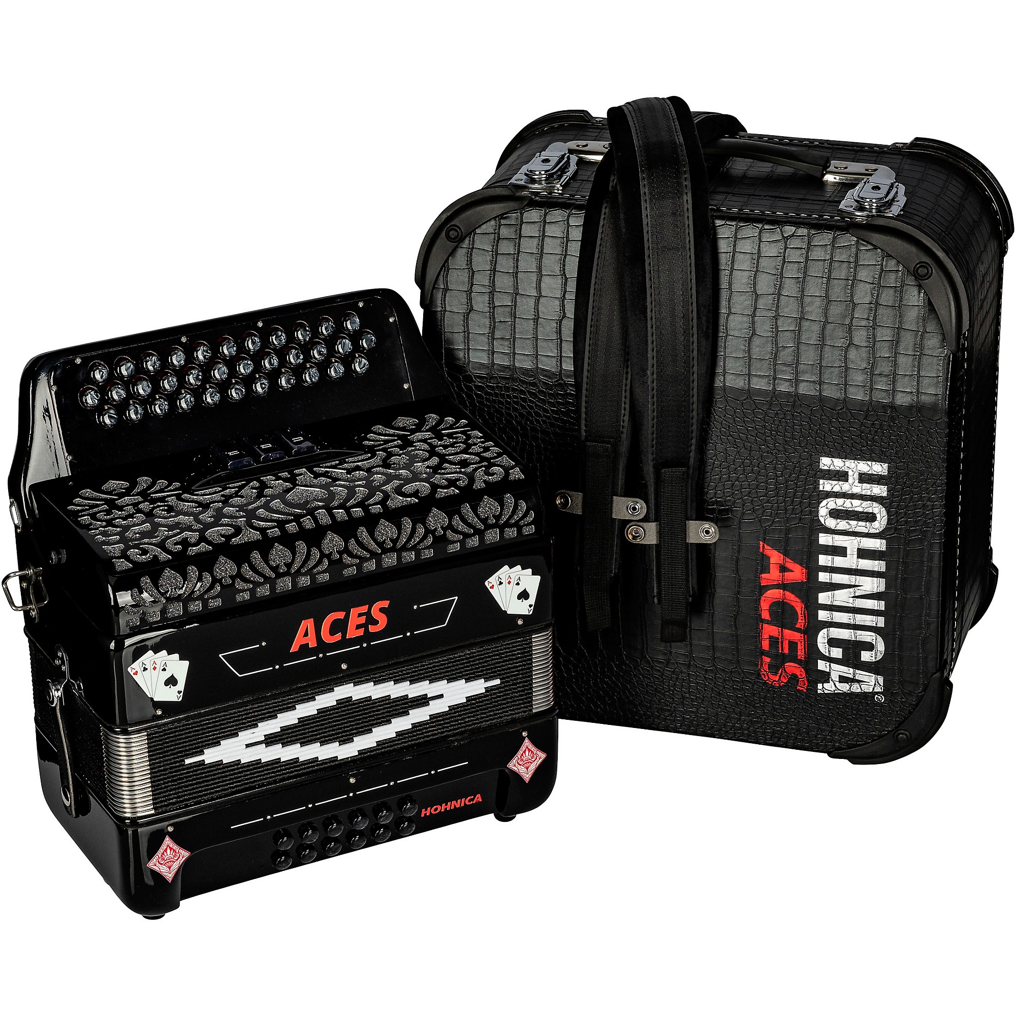 Hohner Hohnica Aces II 3-Register Accordion Black F/Bb/Eb | Guitar