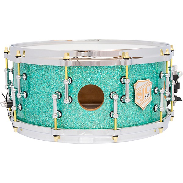 SJC Drums 25th Anniversary USA Custom Maple Snare Drum - 14 x 6.5 in. Turquoise Glitter