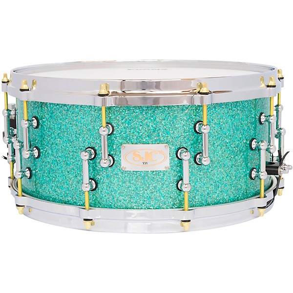 SJC Drums 25th Anniversary USA Custom Maple Snare Drum - 14 x 6.5 in. Turquoise Glitter