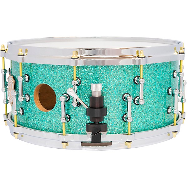 SJC Drums 25th Anniversary USA Custom Maple Snare Drum - 14 x 6.5 in. Turquoise Glitter