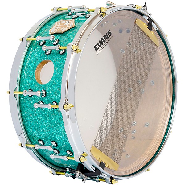 SJC Drums 25th Anniversary USA Custom Maple Snare Drum - 14 x 6.5 in. Turquoise Glitter