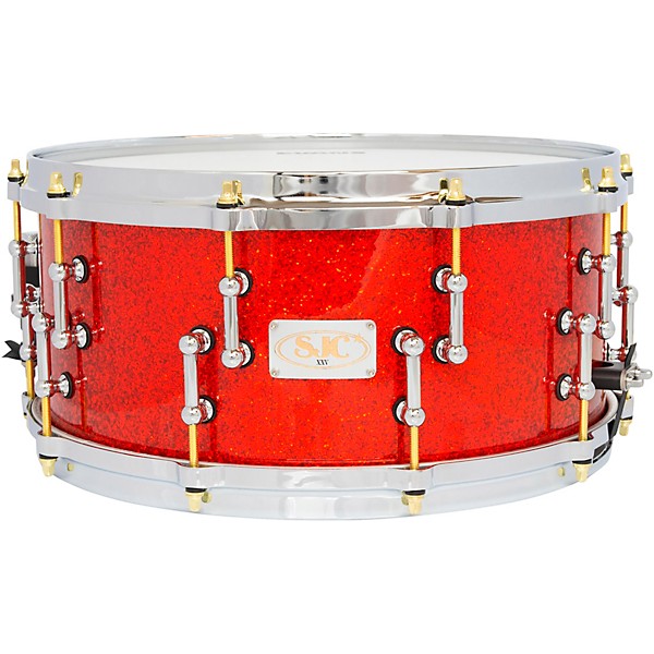 SJC Drums 25th Anniversary USA Custom Maple Snare Drum - 14 x 6.5 in. Tangerine Glitter