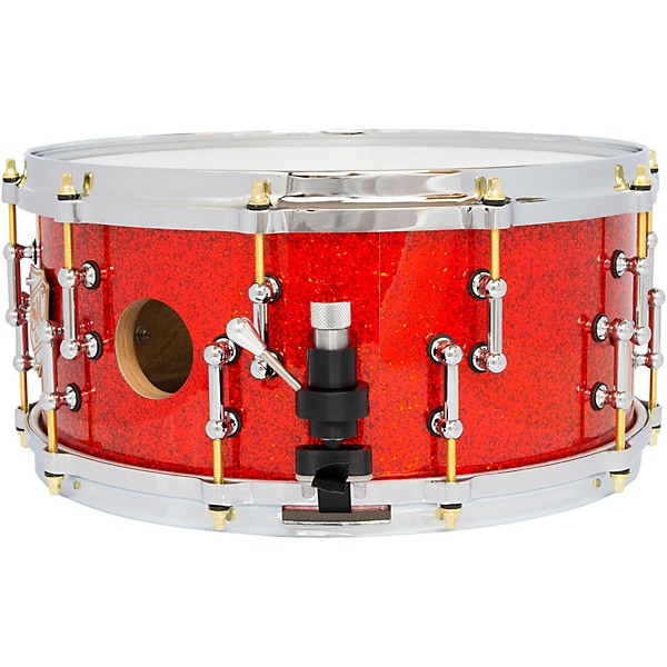 SJC Drums 25th Anniversary USA Custom Maple Snare Drum - 14 x 6.5 in. Tangerine Glitter