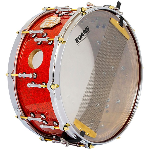 SJC Drums 25th Anniversary USA Custom Maple Snare Drum - 14 x 6.5 in. Tangerine Glitter