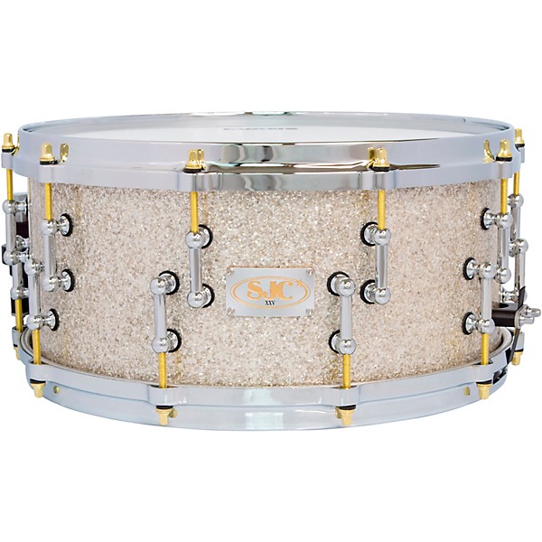 SJC Drums 25th Anniversary USA Custom Maple Snare Drum - 14 x 6.5 in. Silver Glitter