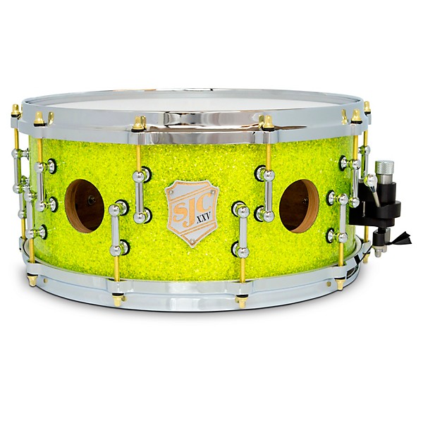 SJC Drums 25th Anniversary USA Custom Maple Snare Drum - 14 x 6.5 in. Lime Glitter