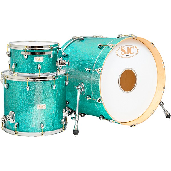 SJC Drums 25th Anniversary USA Custom 3-Piece Maple Shell Pack - Turquoise Glitter